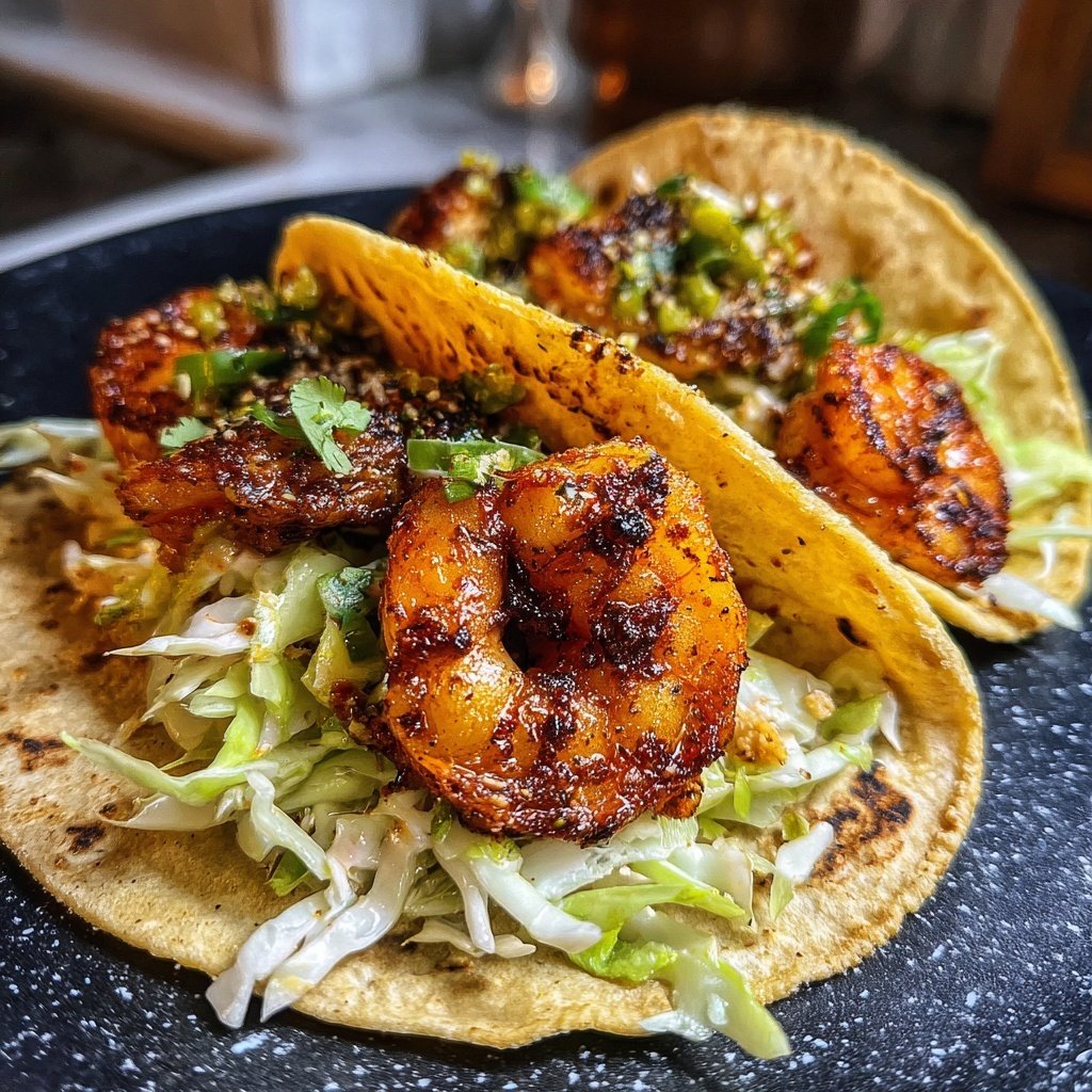 Gegrillte Garnelen Tacos mit Krautsalat