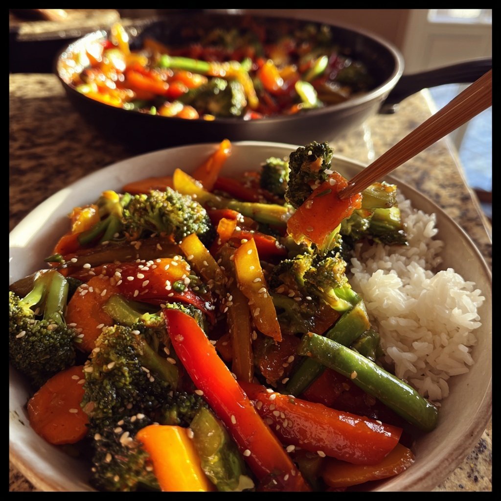 Klassisches Gemüse Wok Gericht