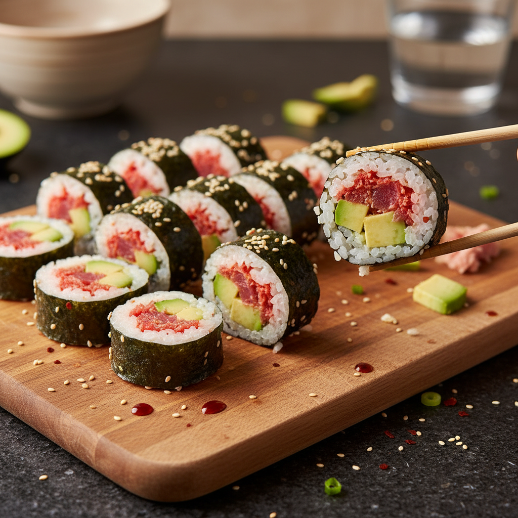 Würzige Thunfisch Sushi Rollen