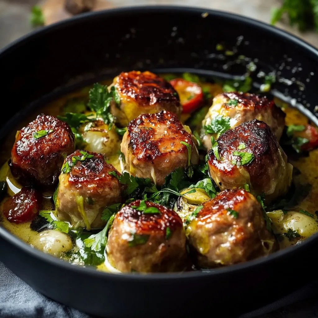 Herzhafter Rosenkohleintopf mit Hackbällchen