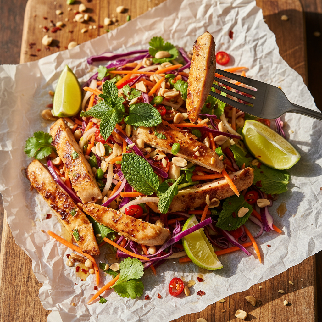 Verlockender Thailändischer Hähnchen Salat