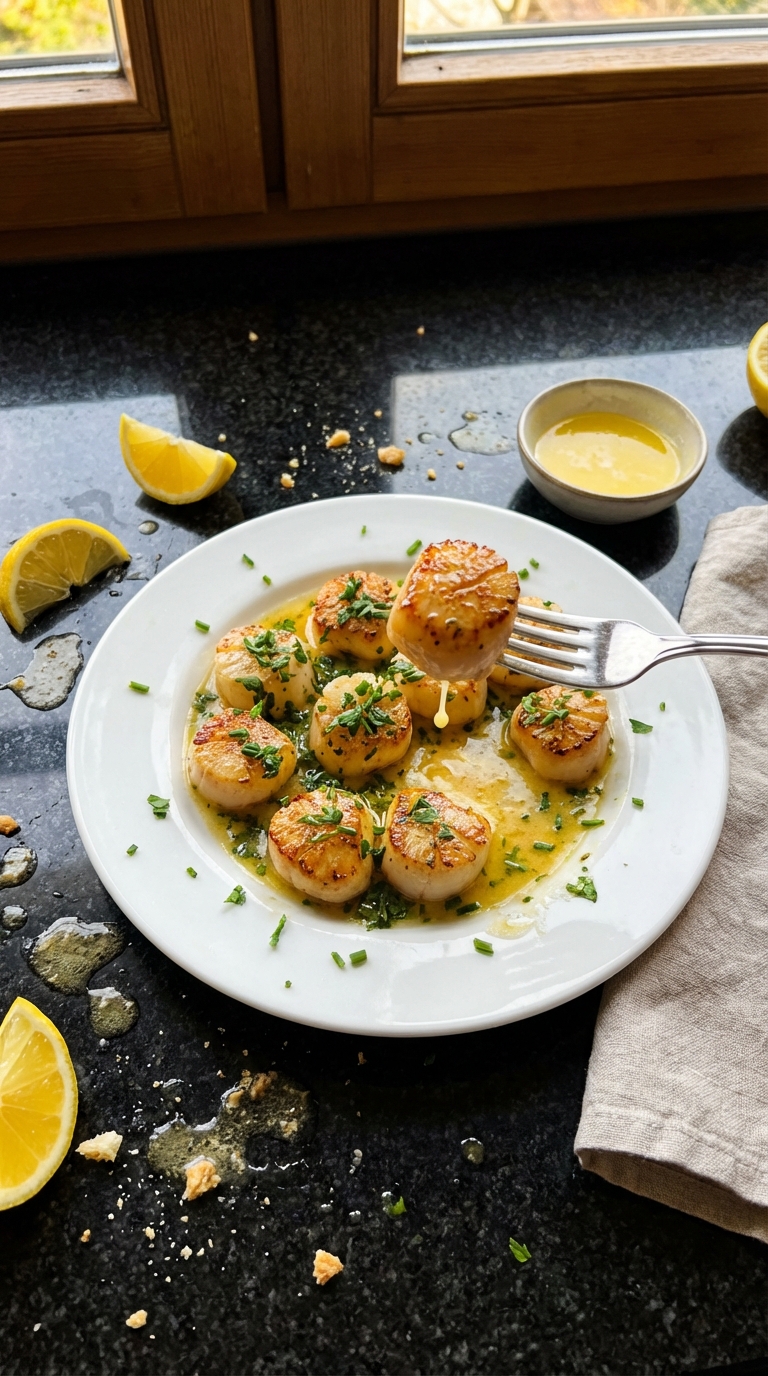 Gebratene Jakobsmuscheln mit Zitronenbutter​