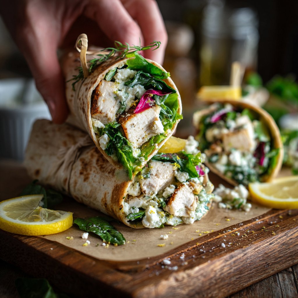 Zitronen-Feta Putensalat-Wraps