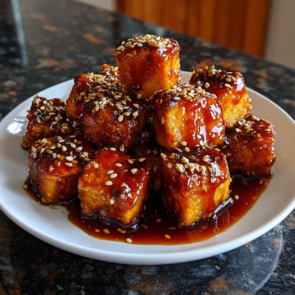 Klebriger Orangen-Glasur-Tofu