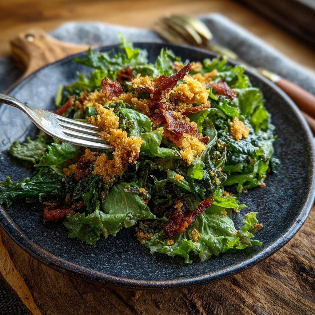 Feldsalat mit Speckstreusel warm