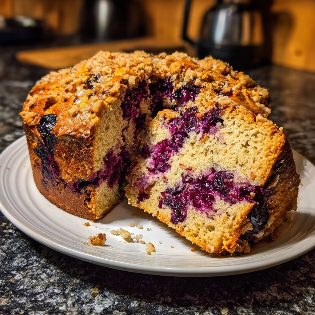 Zitrone Blaubeeren Sauerteig mit Pekan Krümel