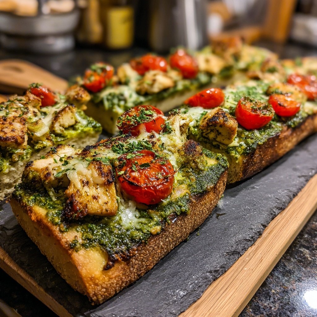 Pesto Hähnchen Fladenbrote