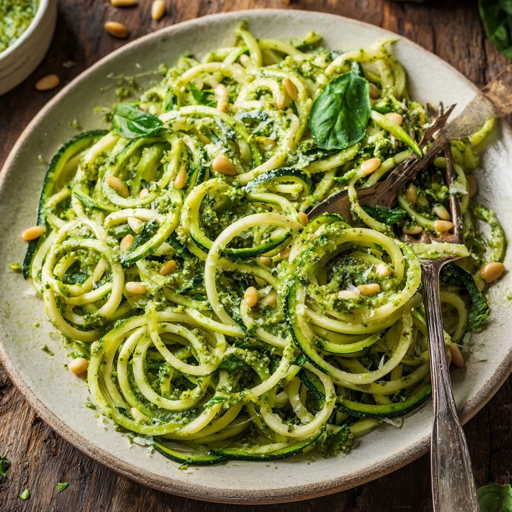 Zucchini Nudeln mit Pesto