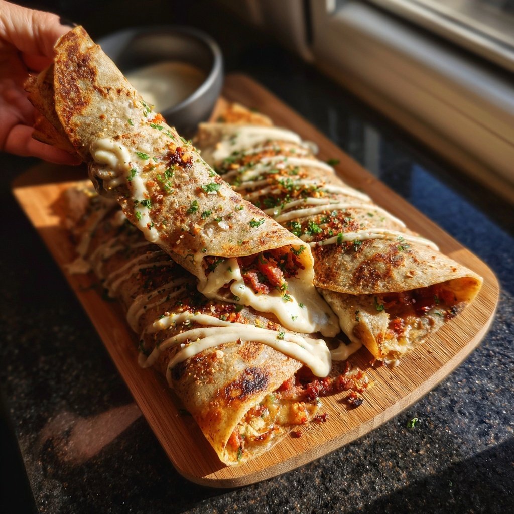 Deftige Wraps mit Vanille-Sauce