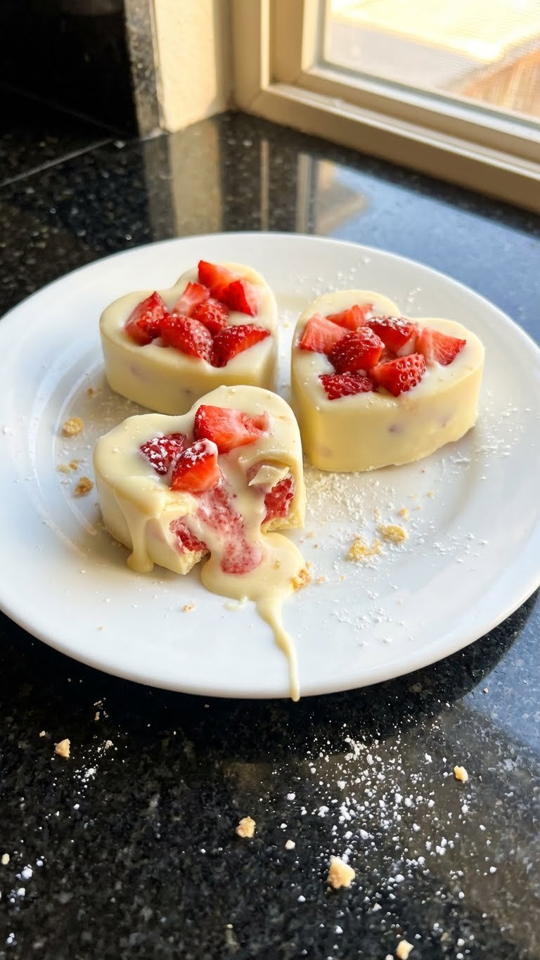 Weiße Schoko Erdbeer Herzen