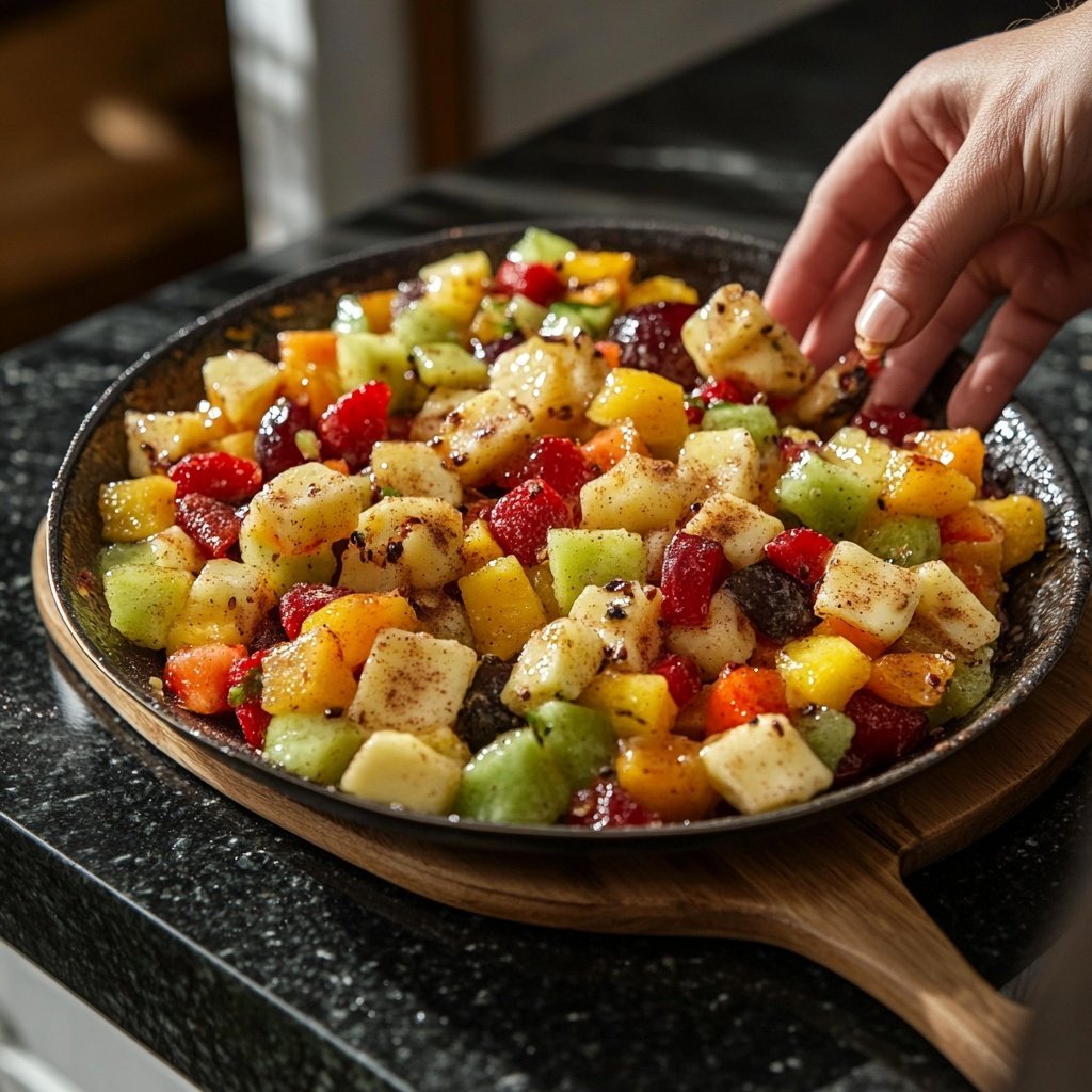 Weihnachtlicher Obstsalat mit Zimt und Vanille