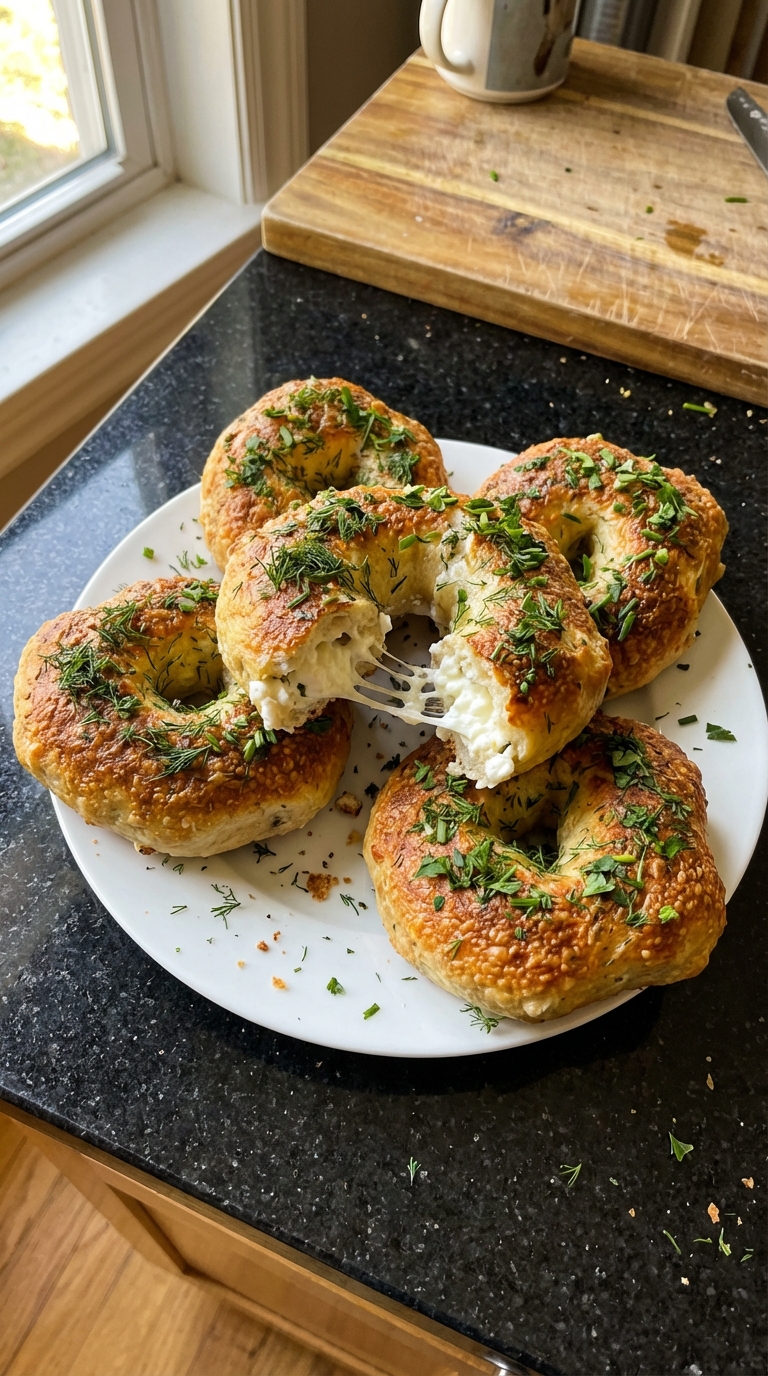 Herzhafte Kräuter Hüttenkäse Bagels​