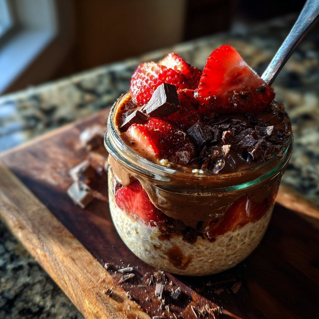 Schokoladen-Erdbeer-Overnight Oats