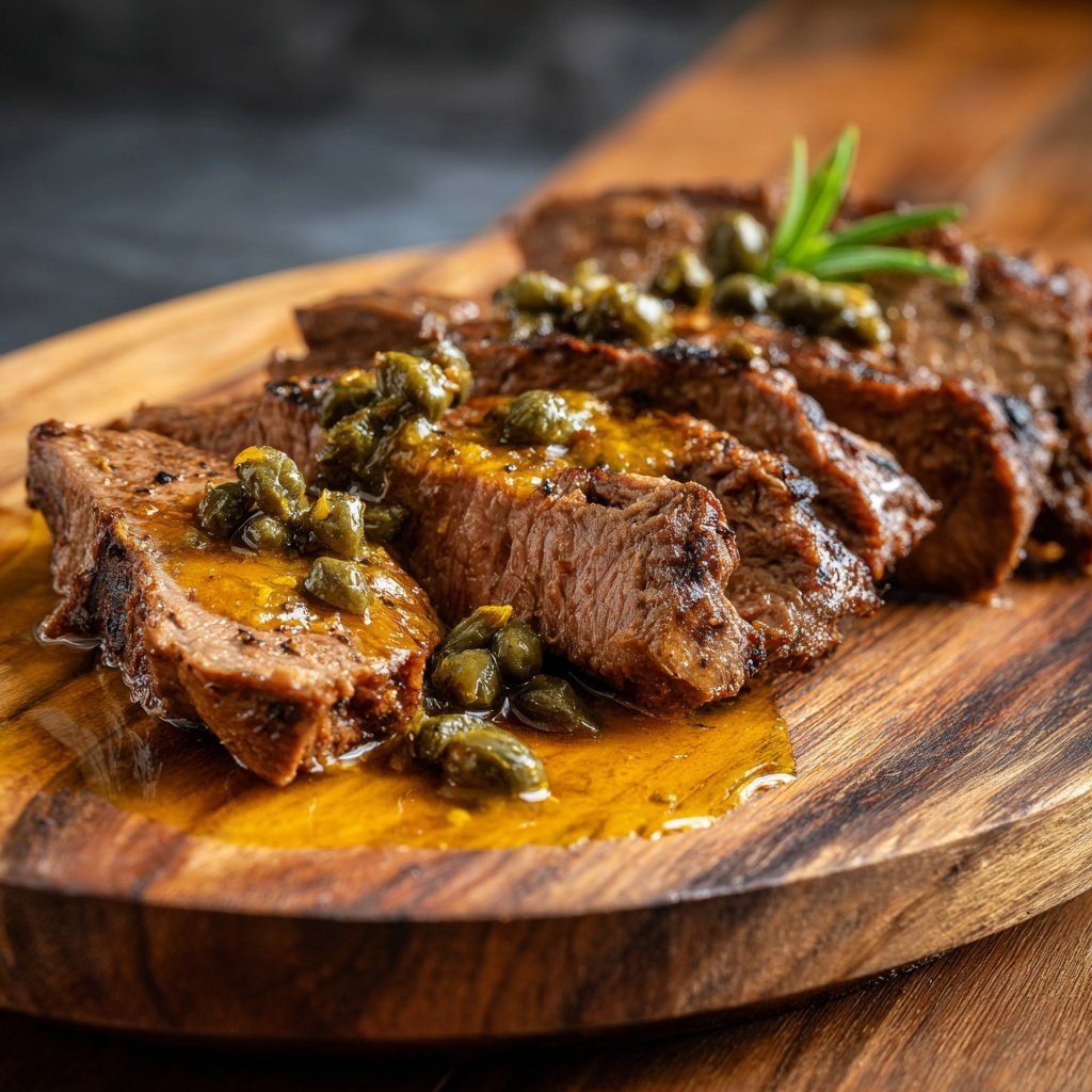 Rinder Zunge mit Kapern Sauce