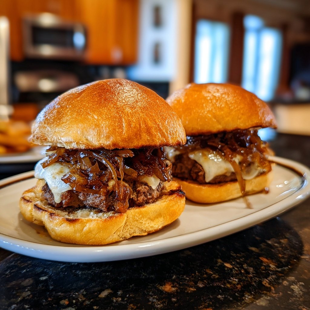 Karamellisierte Zwiebel Rindfleisch Sliders