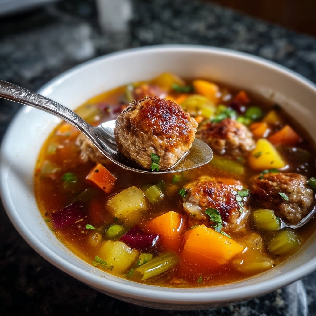 Fleischbällchen Suppe mit Saison Gemüse