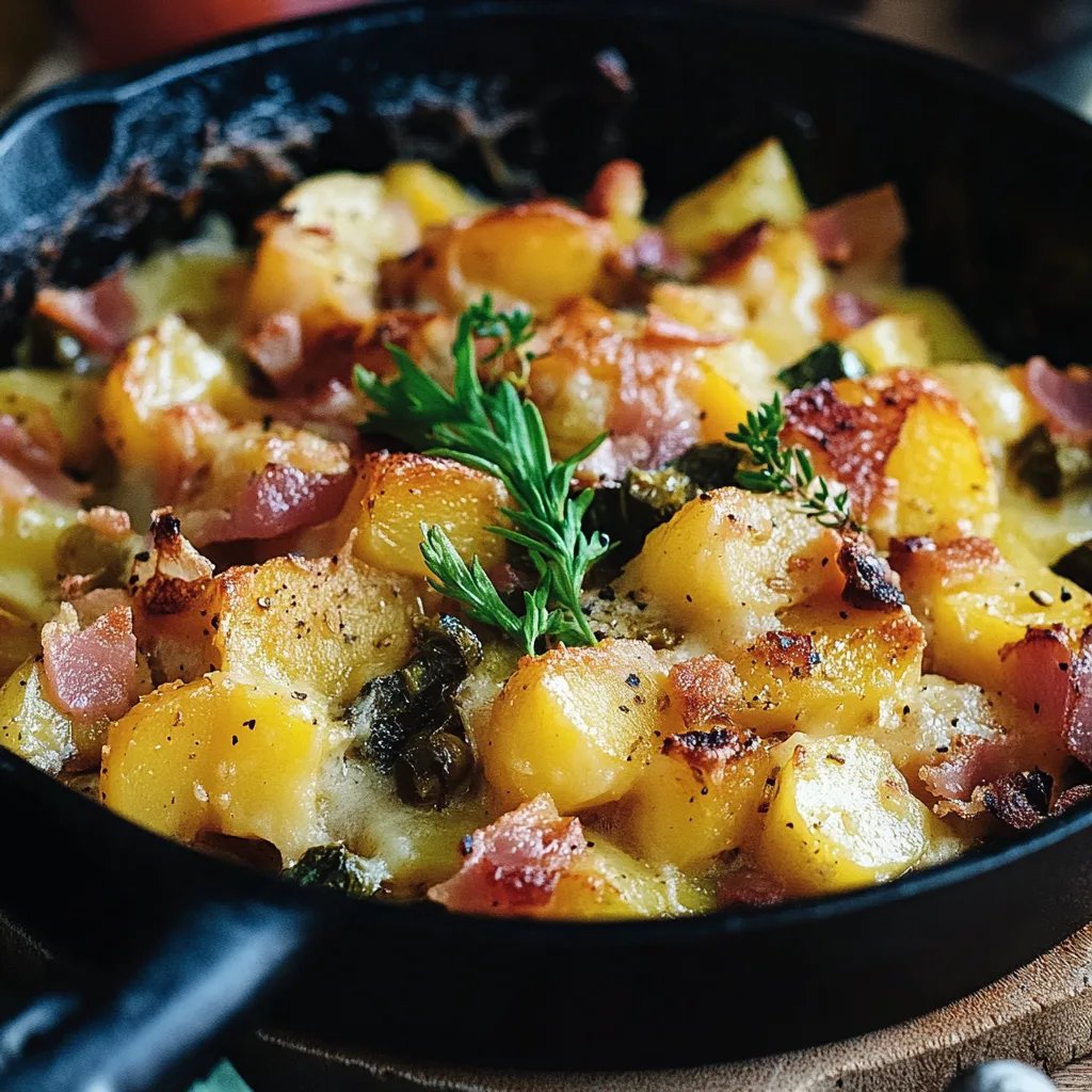 Kartoffel-Rosenkohl-Auflauf mit Speck