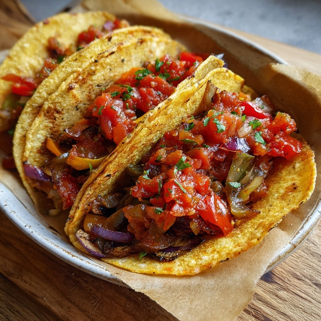 Scharfe Gemüse Tacos mit Salsa