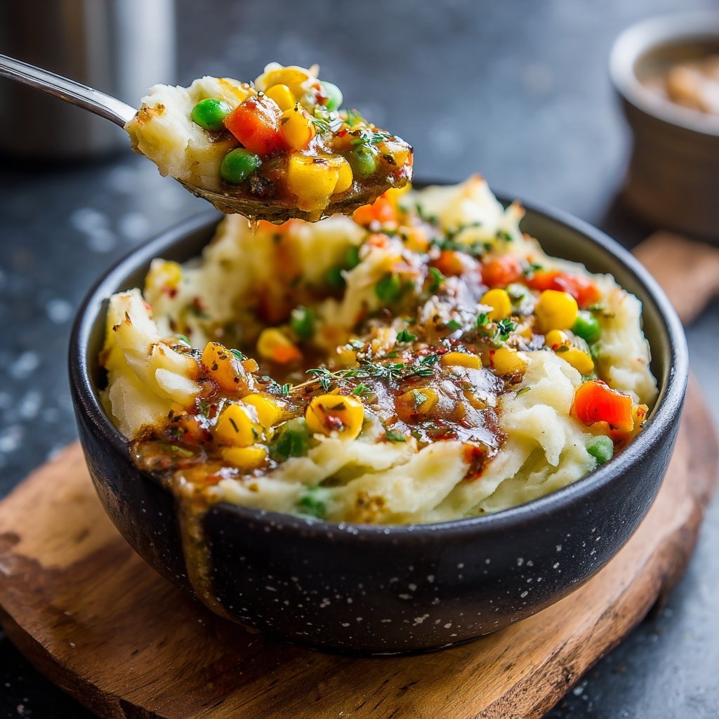 Bunte Gemüse-Schäfer-Pie-Schüssel