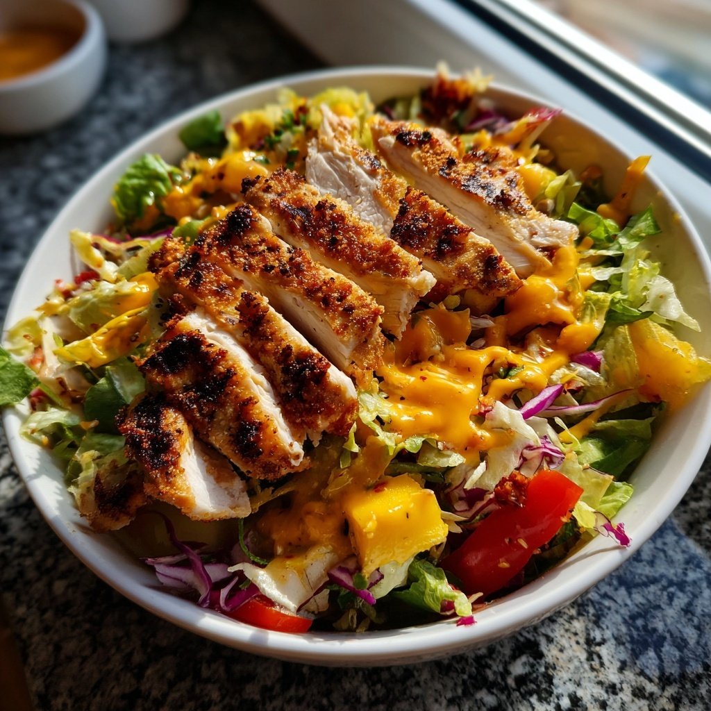 Würziger Jamaika Grillhähnchen Salat