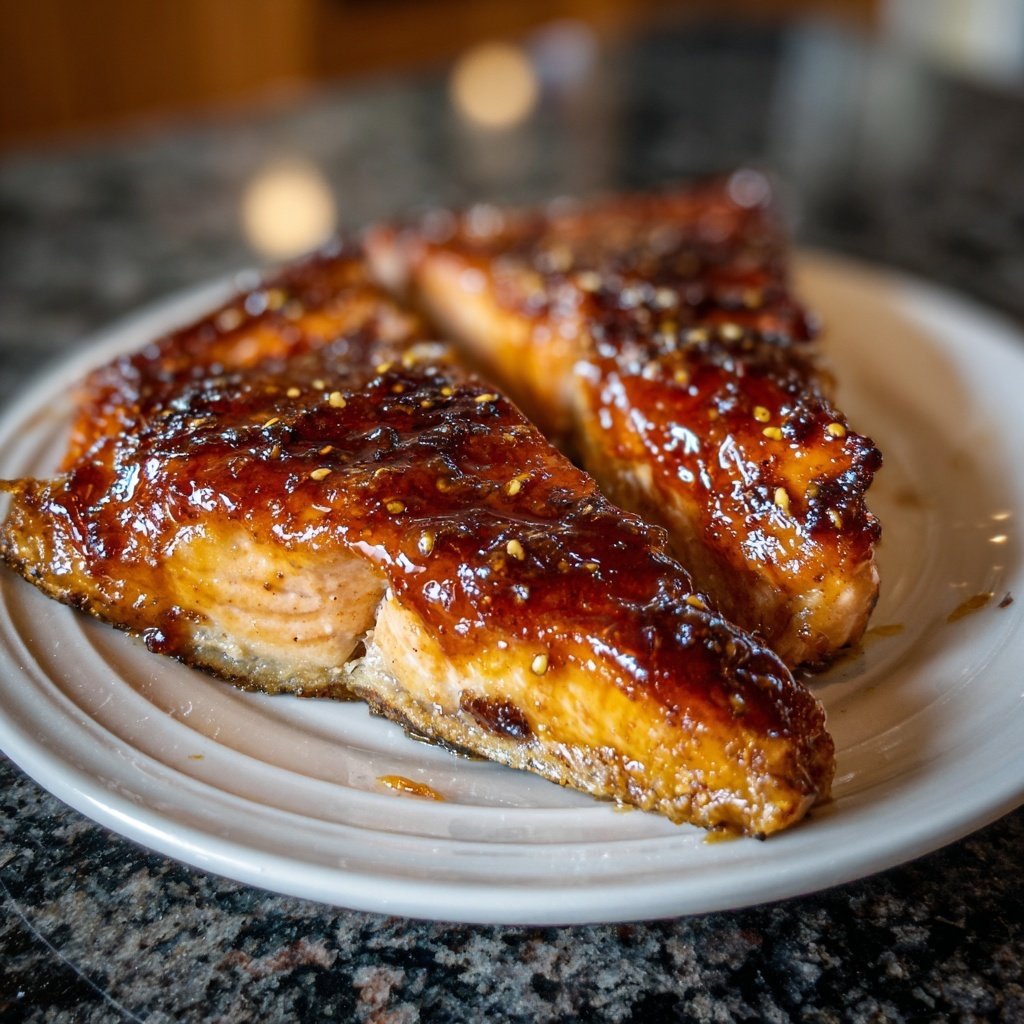 Ahornsirup Senfglasierter Lachsfilets