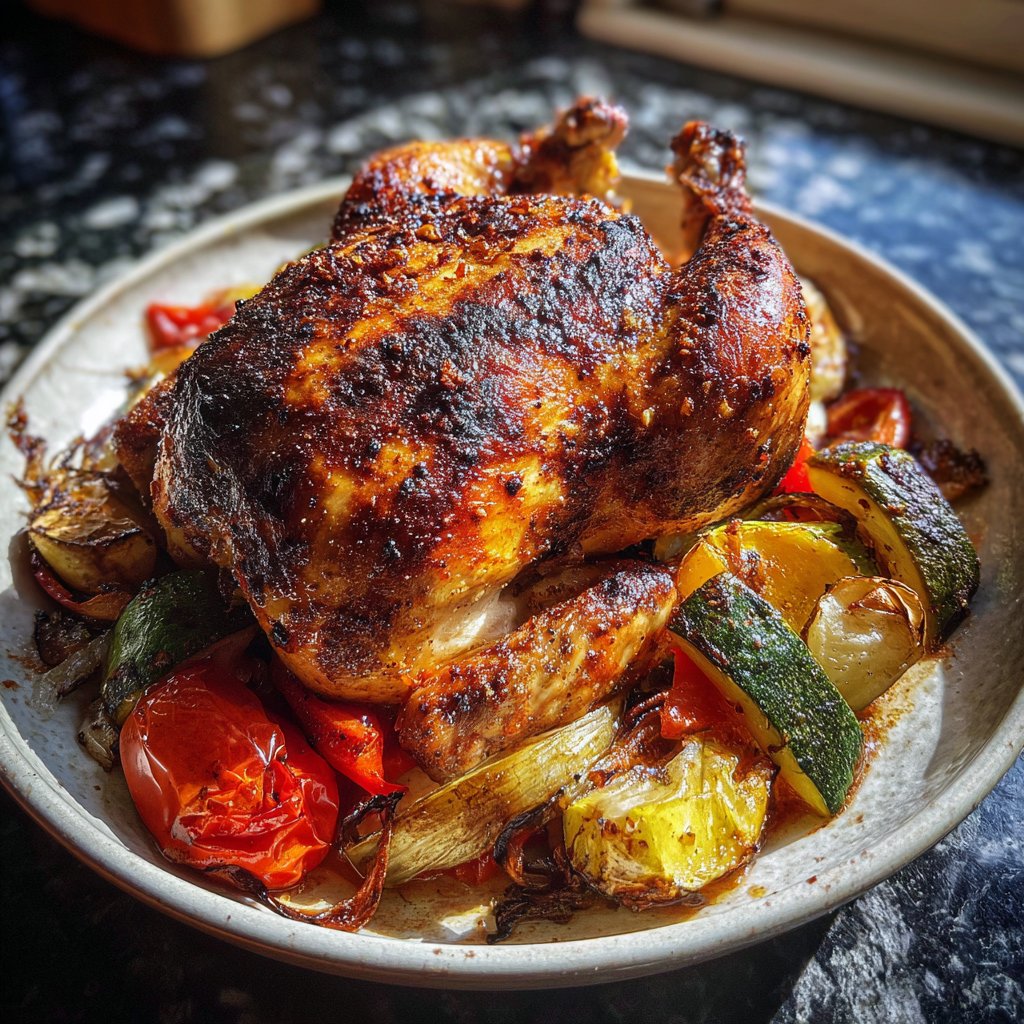 Blech Hähnchen Gebratenes Gemüse