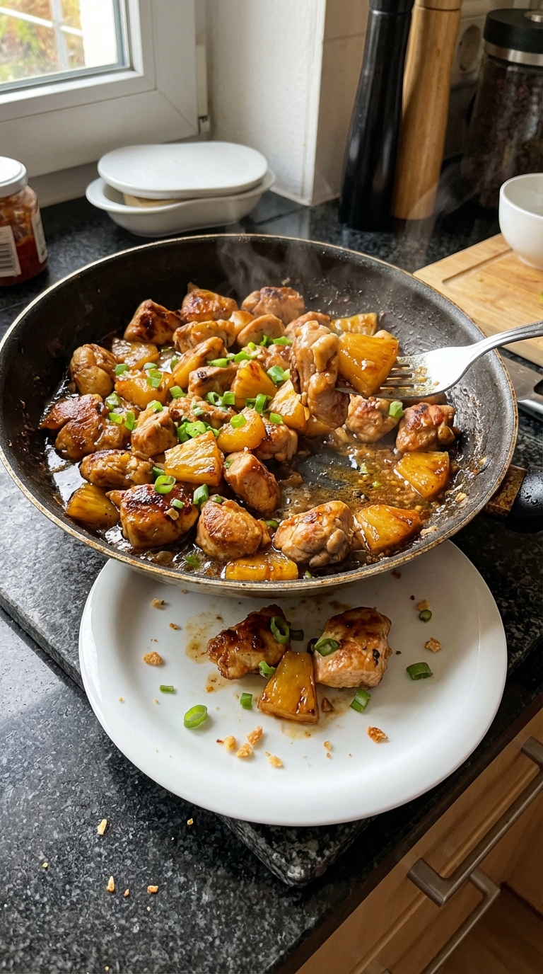 Herzhafte Ananas Hähnchen Pfanne