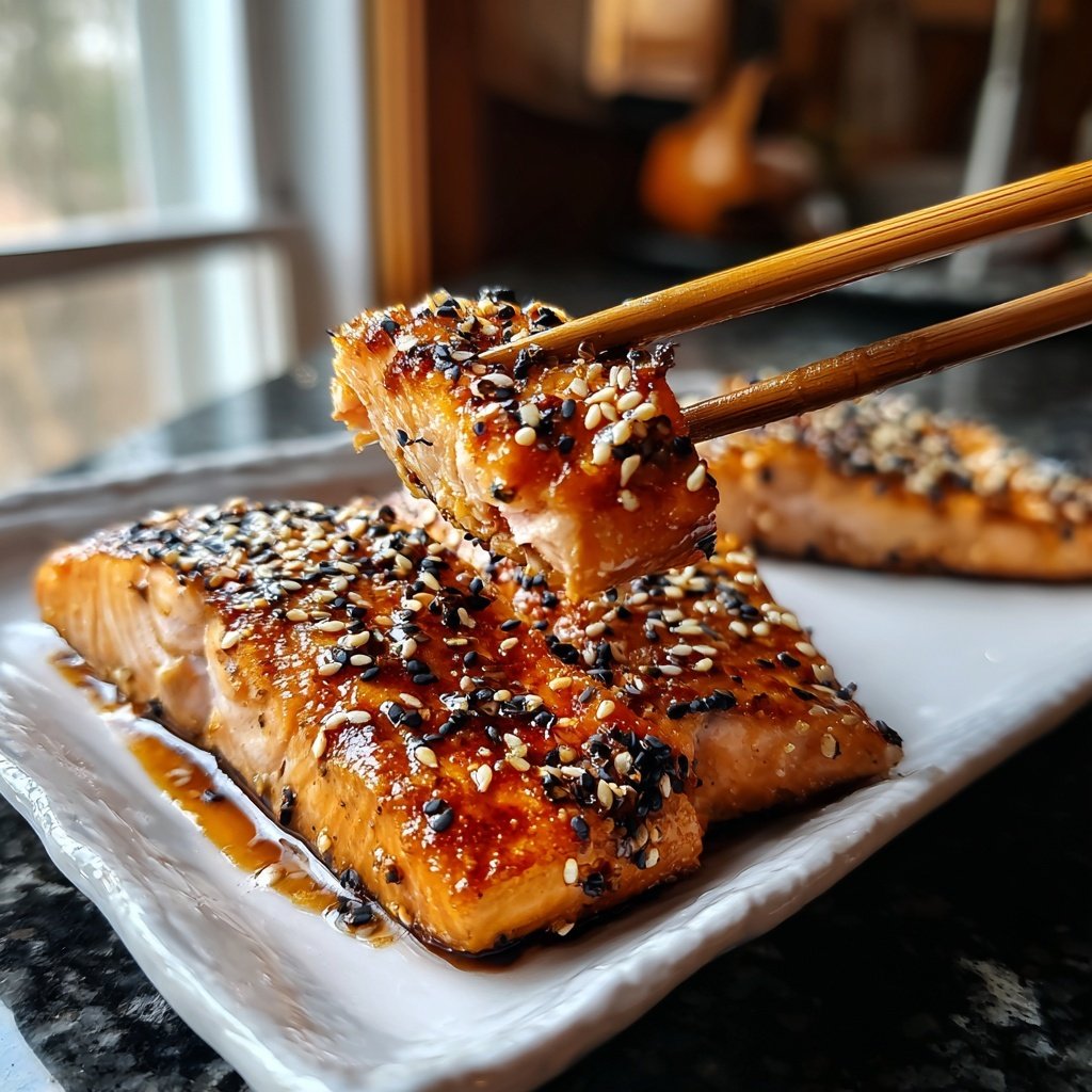 Miso glasierter Lachs mit Sesam