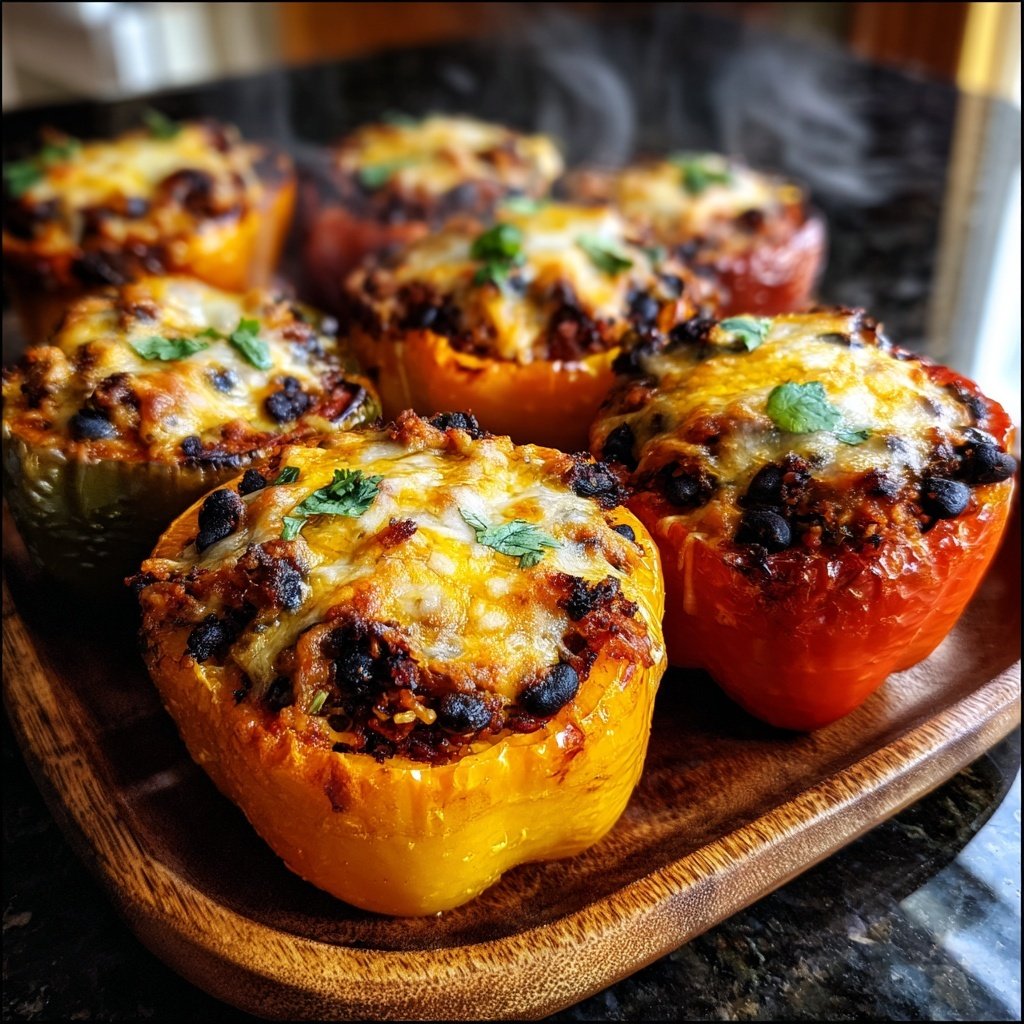 Herzhafte Gemüse gefüllte Paprika