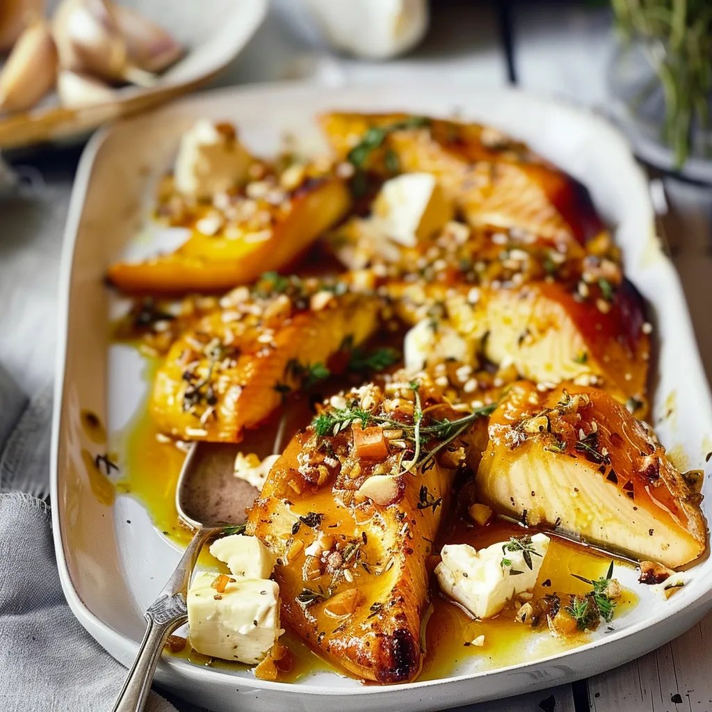 Ofenkürbis mit Zimt, Honig und Feta